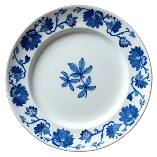 food, jewelry, flower, crown, blue, white, porcelain, plate transparent PNG cut-out