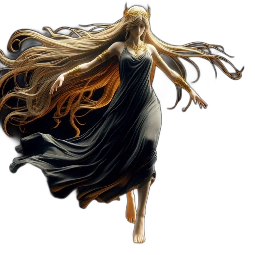 hair, dress, concept art, fantasy art, photorealistic, comic book art, golden, ethereal transparent PNG cut-out