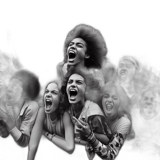 hair, photorealistic, concept art, passionate, crowd, young, people, varying transparent PNG cut-out