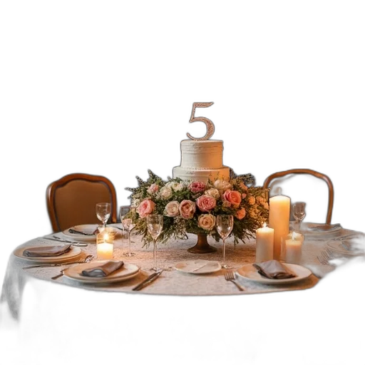 3d render, earth tones, golden, wedding, reception, table, set, floral transparent PNG cut-out