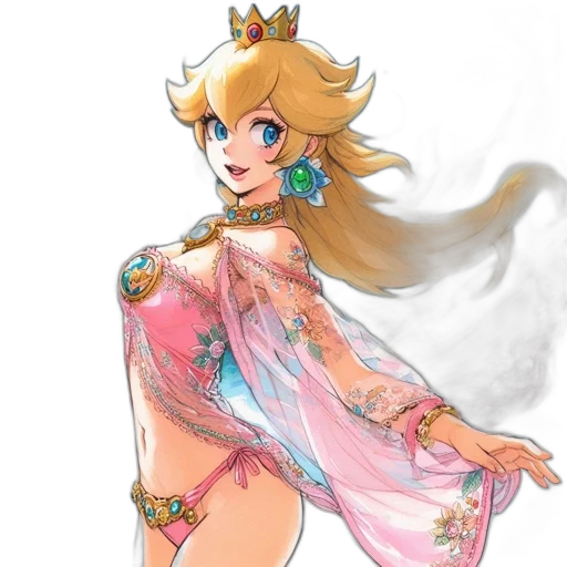 dress, crown, concept art, pixel art, fantasy art, watercolor, pastel, golden transparent PNG cut-out