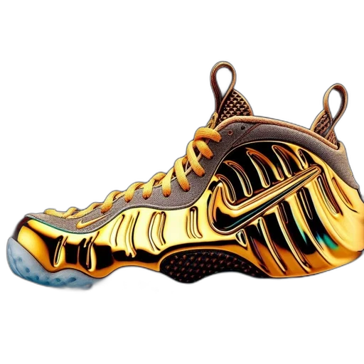 shoes, jewelry, 3d render, close-up, photo, spotlights, elaborate, golden transparent PNG cut-out