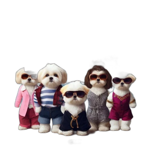staff, 3d render, concept art, cartoon, poster, series, group, dog transparent PNG cut-out