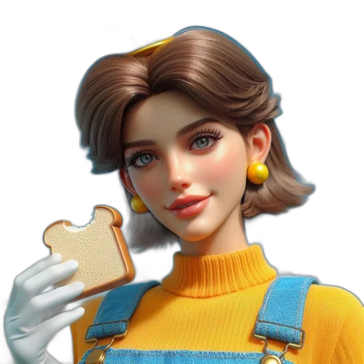 food, face, jacket, jewelry, 3d render, photorealistic, concept art, cartoon transparent PNG cut-out