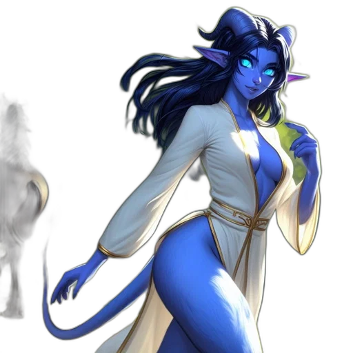concept art, fantasy art, comic book art, pixel art, blue, ethereal, female, elf-like transparent PNG cut-out