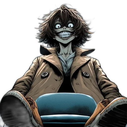 mask, jacket, face, creature, comic book art, concept art, cartoon, anime transparent PNG cut-out