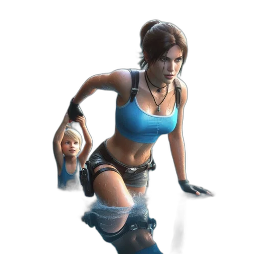weapon, concept art, cyberpunk, 3d render, fantasy art, blue, two, females transparent PNG cut-out