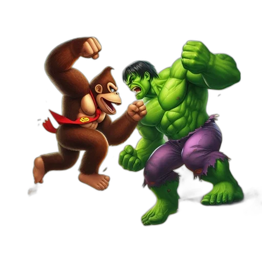 concept art, pixel art, 3d render, comic book art, donkey, kong, hulk, engage transparent PNG cut-out