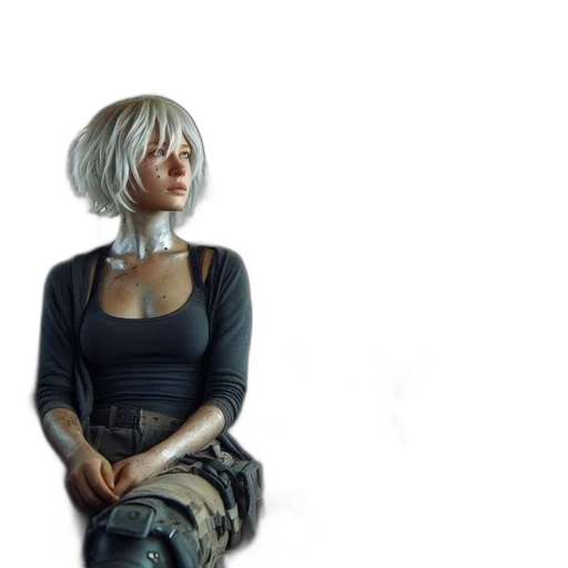 jacket, face, dress, weapon, concept art, 3d render, photorealistic, fantasy art transparent PNG cut-out