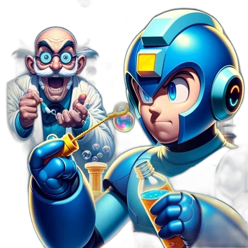 robot, comic book art, concept art, cartoon, pixel art, blue, two, animated transparent PNG cut-out