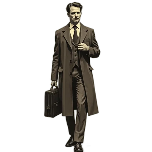 jacket, staff, concept art, cartoon, comic book art, pixel art, sepia-toned, illustration transparent PNG cut-out