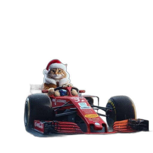 car, animal, 3d render, festive, cat, drives, sleek, red transparent PNG cut-out