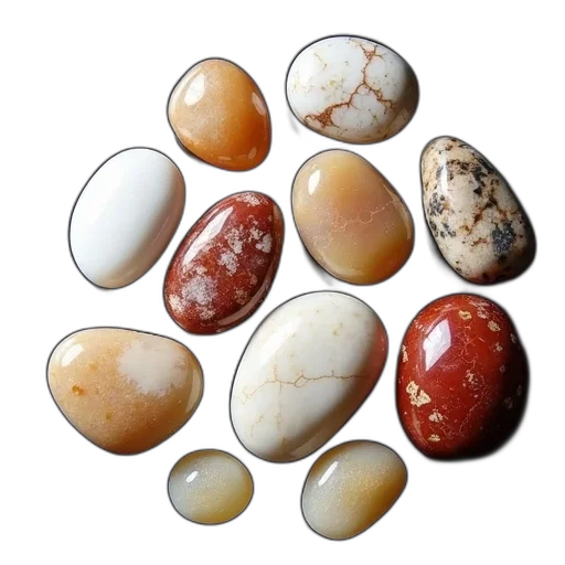 jewelry, food, earth tones, collection, polished, stones, various, colors transparent PNG cut-out
