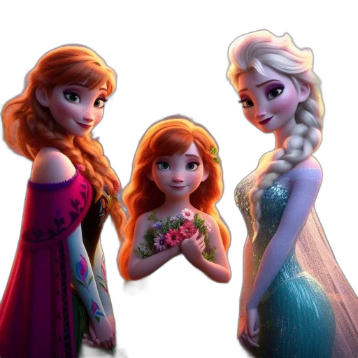 dress, crown, 3d render, concept art, fantasy art, cartoon, snow, fire transparent PNG cut-out