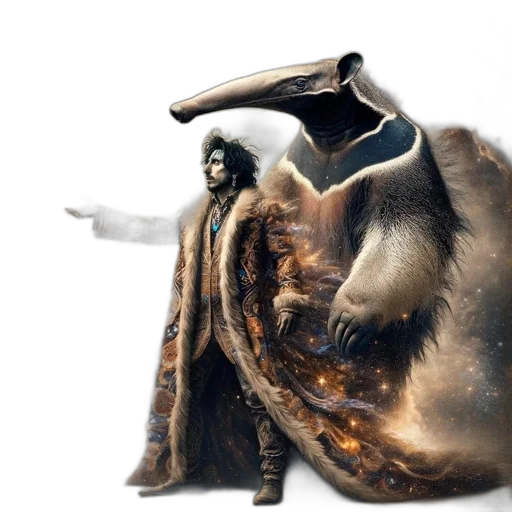 mask, animal, jacket, creature, concept art, fantasy art, photorealistic, fire transparent PNG cut-out