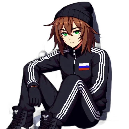 jacket, hat, staff, weapon, pixel art, cyberpunk, anime, vaporwave transparent PNG cut-out