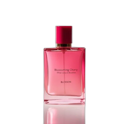 bottle, sleek, modern, perfume, metallic, finish, red, cap transparent PNG cut-out