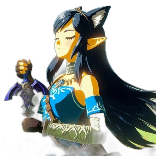 staff, fantasy art, concept art, 3d render, pixel art, blue, anthropomorphic, fox-like transparent PNG cut-out