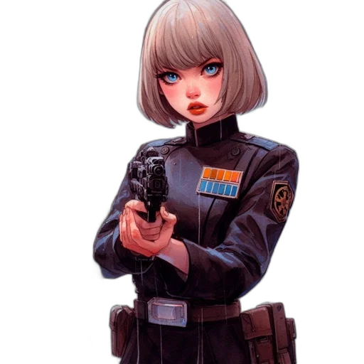 jacket, weapon, staff, robot, concept art, comic book art, pixel art, cyberpunk transparent PNG cut-out