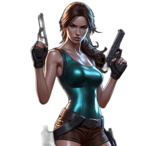 weapon, comic book art, concept art, fantasy art, cyberpunk, determined, female, character transparent PNG cut-out