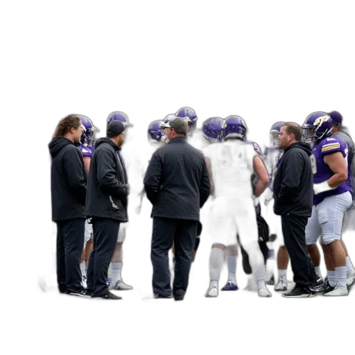 staff, group, people, including, football, players, coaches, gathered transparent PNG cut-out