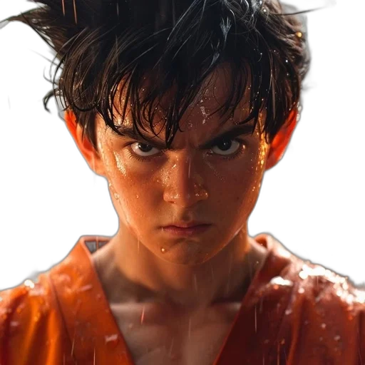 face, hair, photorealistic, concept art, cyberpunk, determined-looking, individual, wet transparent PNG cut-out