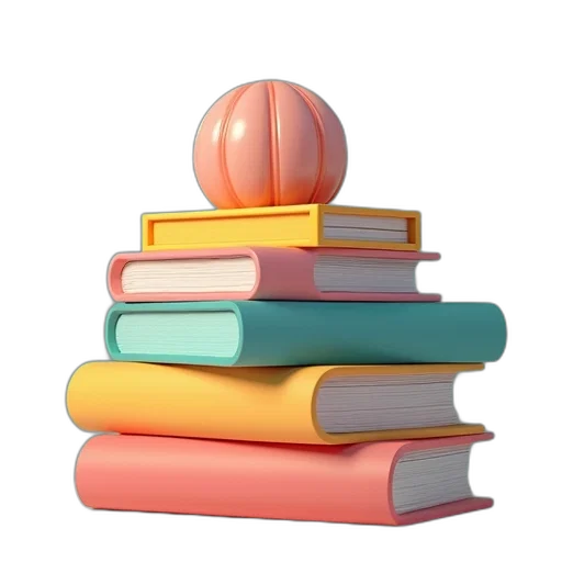 hat, 3d render, book, stack transparent PNG cut-out