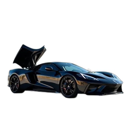 car, 3d render, photorealistic, concept art, sleek, black, sports, hood transparent PNG cut-out