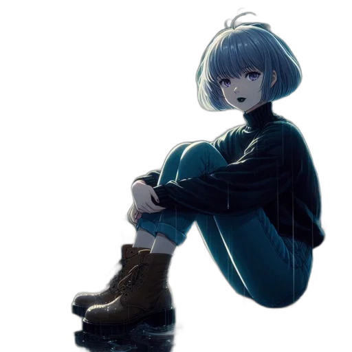 shoes, jacket, robot, creature, concept art, anime, pixel art, watercolor transparent PNG cut-out