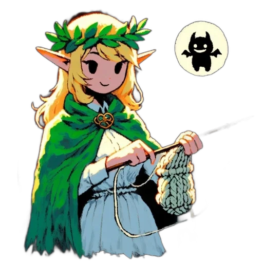 staff, concept art, fantasy art, comic book art, pixel art, green, elfin-like, animated transparent PNG cut-out