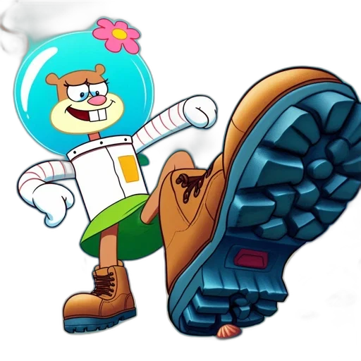 shoes, robot, staff, creature, cartoon, concept art, 3d render, vaporwave transparent PNG cut-out