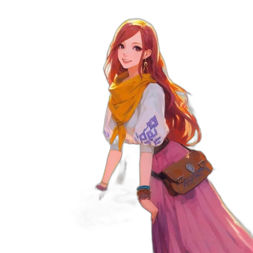 dress, staff, fantasy art, concept art, watercolor, anime, snow, fire transparent PNG cut-out