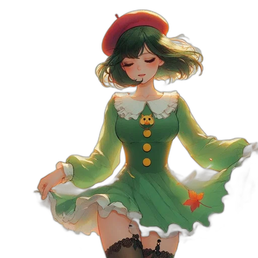 dress, hat, staff, crown, watercolor, concept art, pixel art, anime transparent PNG cut-out
