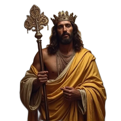 crown, staff, sword, photorealistic transparent PNG cut-out
