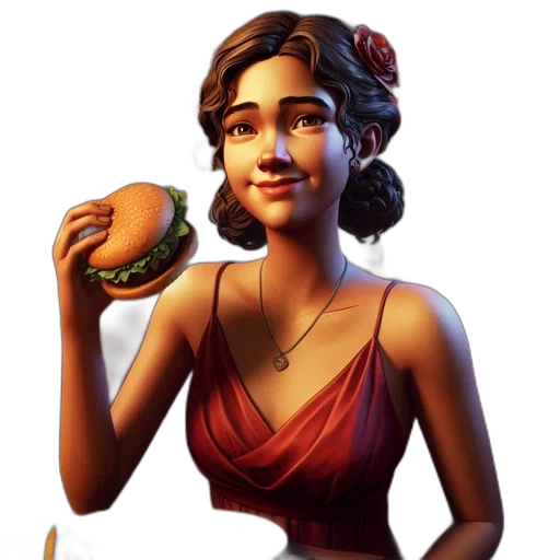 food, dress, staff, concept art, fantasy art, pixel art, photorealistic, animated transparent PNG cut-out