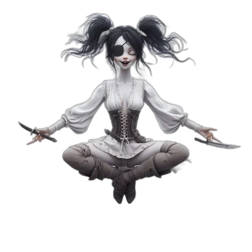 mask, staff, concept art, fantasy art, comic book art, pixel art, monochrome, woman transparent PNG cut-out