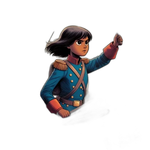 jacket, staff, weapon, sword, concept art, 3d render, fantasy art, comic book art transparent PNG cut-out