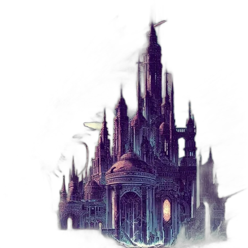 building, crown, sword, concept art, fantasy art, watercolor, comic book art, fog transparent PNG cut-out