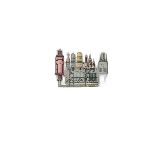 crown, building, robot, weapon, pixel art, 3d render, concept art, elaborate transparent PNG cut-out