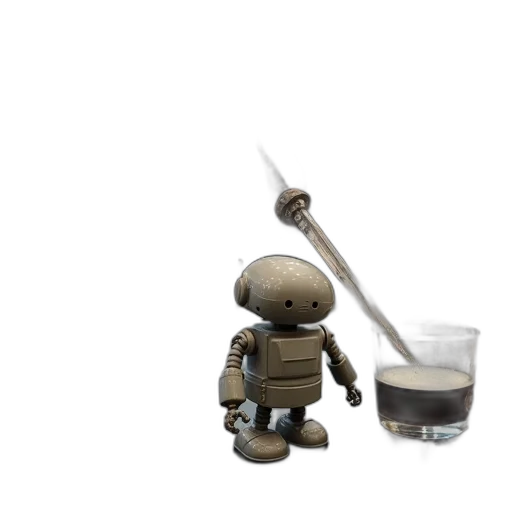 robot, food, staff, weapon, concept art, 3d render, pixel art, outer space transparent PNG cut-out