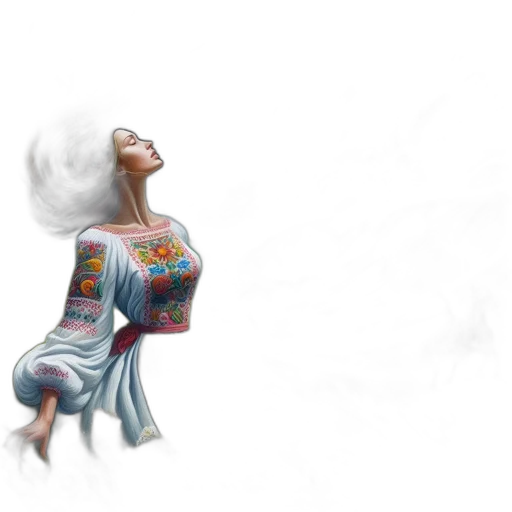 dress, hair, umbrella, jacket, concept art, fantasy art, 3d render, watercolor transparent PNG cut-out