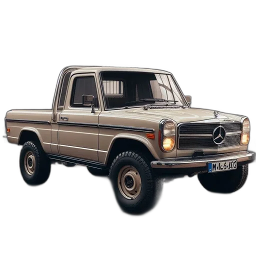 car, photorealistic, 3d render, 1970s, 80s, vintage, mercedes-benz, truck transparent PNG cut-out