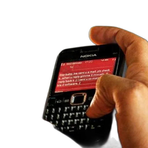 person, holding, nokia, phone, text, message, displayed, screen transparent PNG cut-out