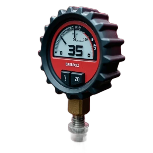 red, black, tire, pressure, gauge, digital, display, attached transparent PNG cut-out