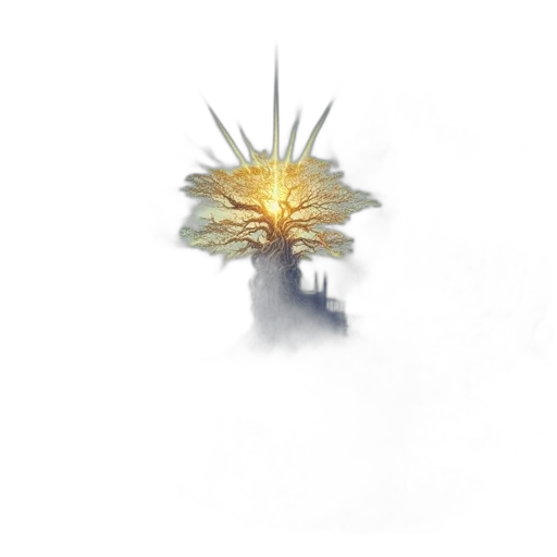 crown, staff, weapon, tree, concept art, fantasy art, 3d render, pixel art transparent PNG cut-out