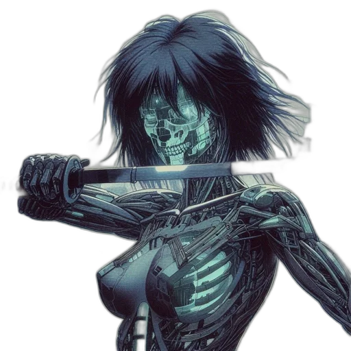 robot, creature, weapon, comic book art, cyberpunk, concept art, fantasy art, green transparent PNG cut-out