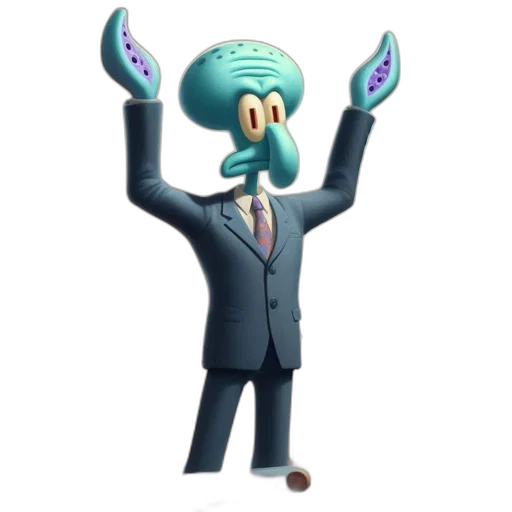 staff, hat, creature, jacket, concept art, 3d render, cartoon, pixel art transparent PNG cut-out