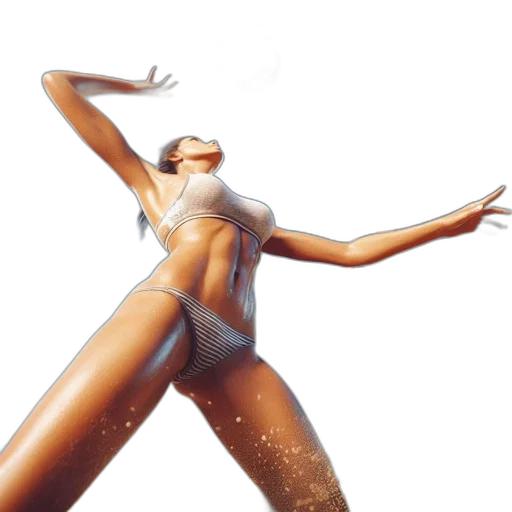 3d render, concept art, photorealistic, underwater, athlete, leaps, beach, volleyball transparent PNG cut-out