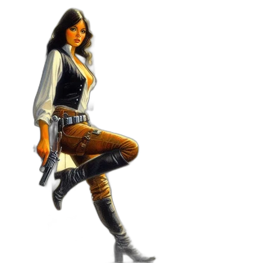 staff, jacket, weapon, concept art, comic book art, fantasy art, pixel art, earth tones transparent PNG cut-out