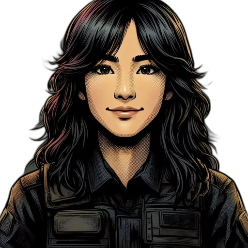 comic book art, cartoon, concept art, pixel art, composed, female, character, long transparent PNG cut-out